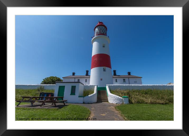 Souter Lighthouse on a sunny day Framed Mounted Print by mark james