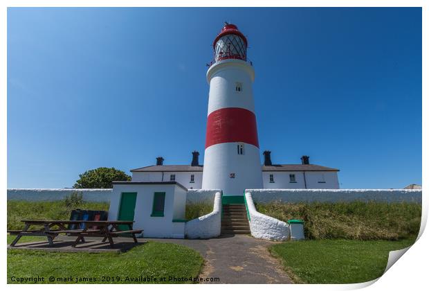 Souter Lighthouse on a sunny day Print by mark james