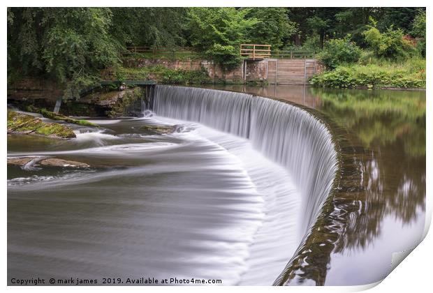 Guyzance Weir on the River Coquet Print by mark james