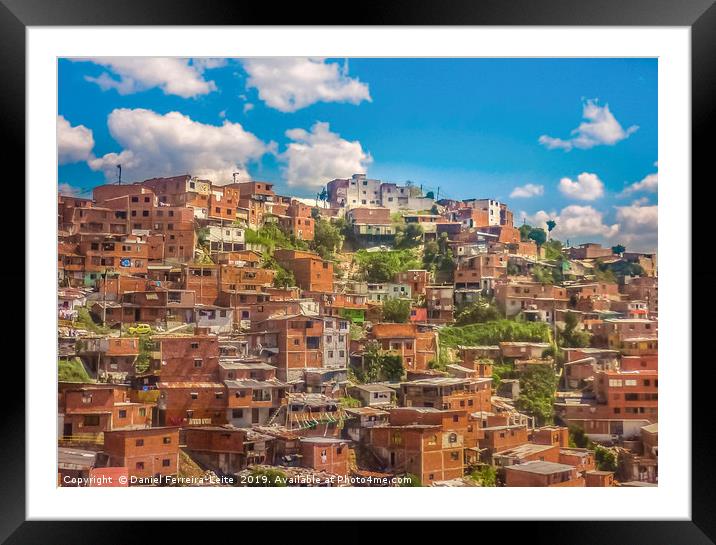 Aerial View of Poor Town in Medellin Framed Mounted Print by Daniel Ferreira-Leite
