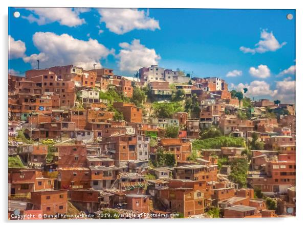 Aerial View of Poor Town in Medellin Acrylic by Daniel Ferreira-Leite