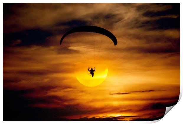 Paramotor Sunset Print by Roger Green