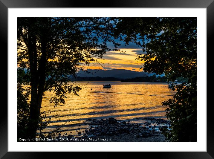 Windermere sunset from Millerground Lake District Framed Mounted Print by Nick Jenkins
