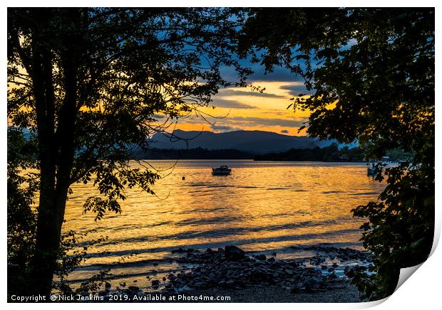 Windermere sunset from Millerground Lake District Print by Nick Jenkins