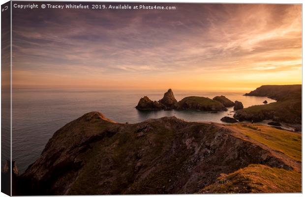 Sunset at Kynance Cove Canvas Print by Tracey Whitefoot