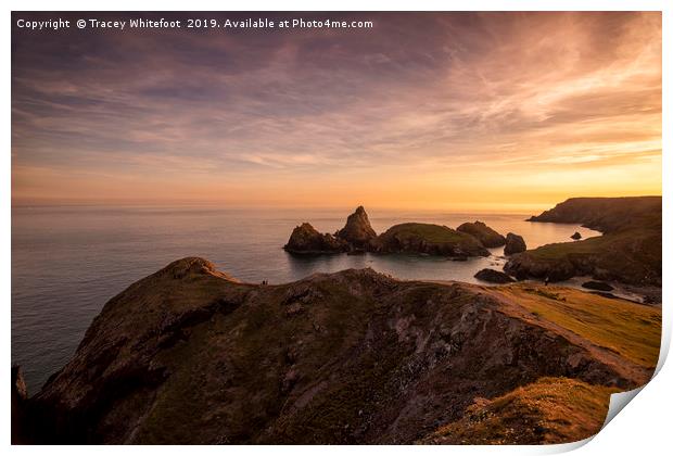 Sunset at Kynance Cove Print by Tracey Whitefoot