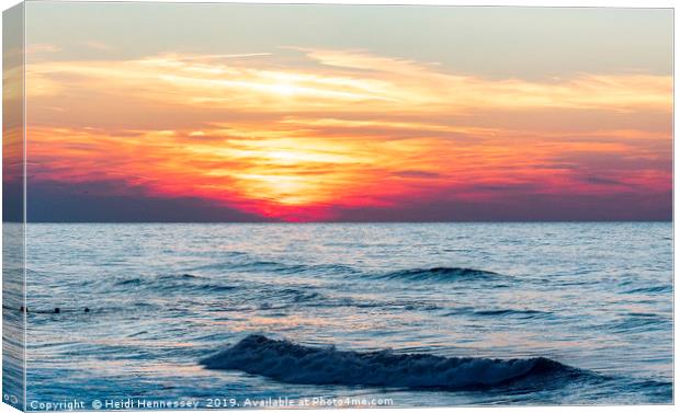 Fiery Summer Sunset in Cromer Canvas Print by Heidi Hennessey