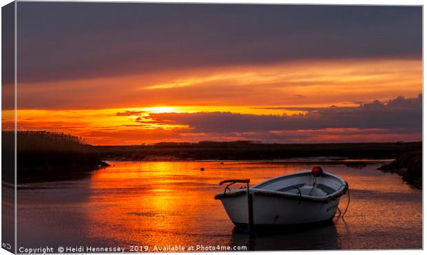 Majestic Summer Sunset Over Brancaster Marshes Canvas Print by Heidi Hennessey