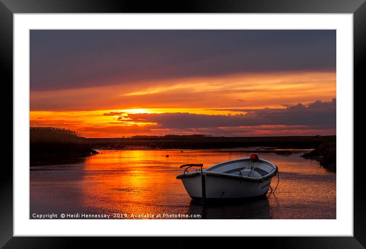 Majestic Summer Sunset Over Brancaster Marshes Framed Mounted Print by Heidi Hennessey