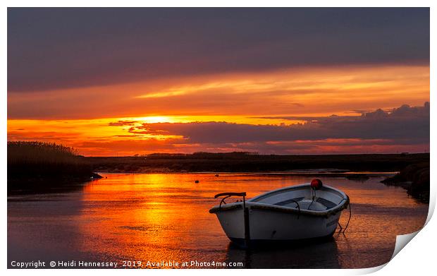 Majestic Summer Sunset Over Brancaster Marshes Print by Heidi Hennessey