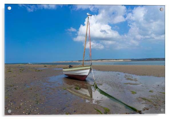 Boat moored on Appledore beach in North Devon Acrylic by Tony Twyman