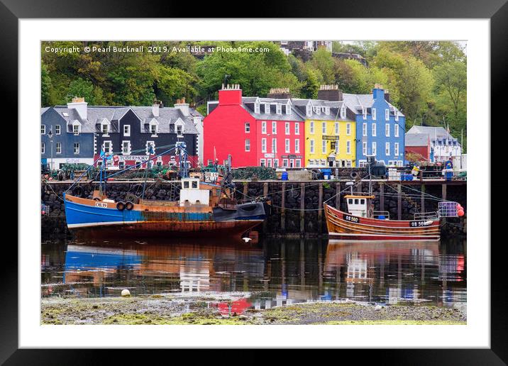 Boats in Tobermory Harbour Isle of Mull Framed Mounted Print by Pearl Bucknall