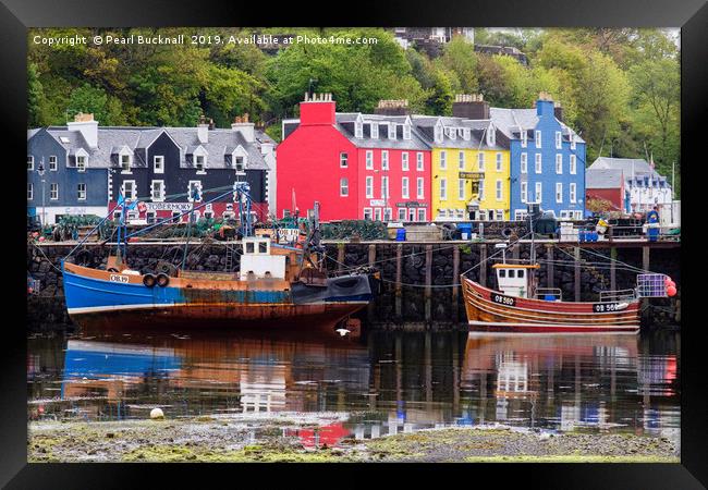 Boats in Tobermory Harbour Isle of Mull Framed Print by Pearl Bucknall