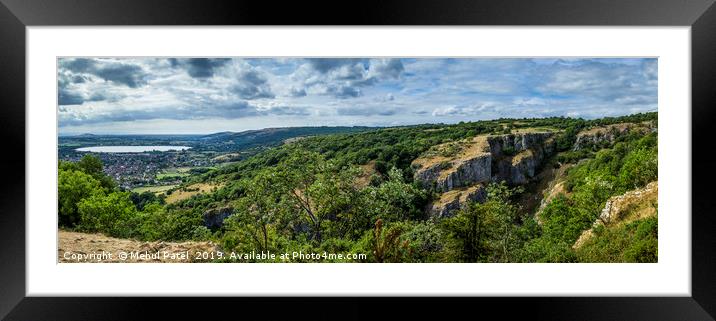 Panoramic view of Cheddar and Cheddar Gorge Framed Mounted Print by Mehul Patel