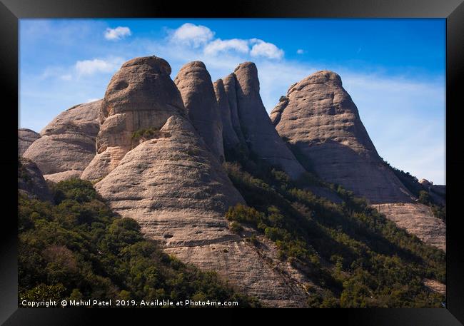 Rock formations of Montserrat - Catalunya, Spain Framed Print by Mehul Patel