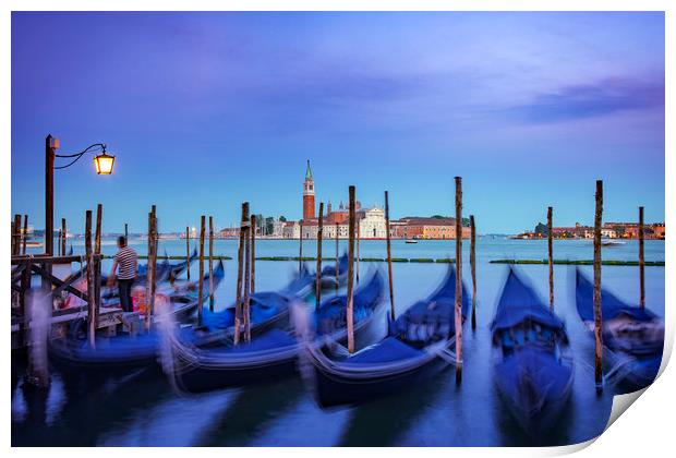 Gondolas in Venice Print by Svetlana Sewell