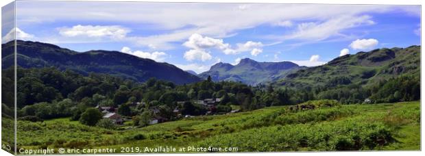 Langdale pike from Elterwater Canvas Print by eric carpenter