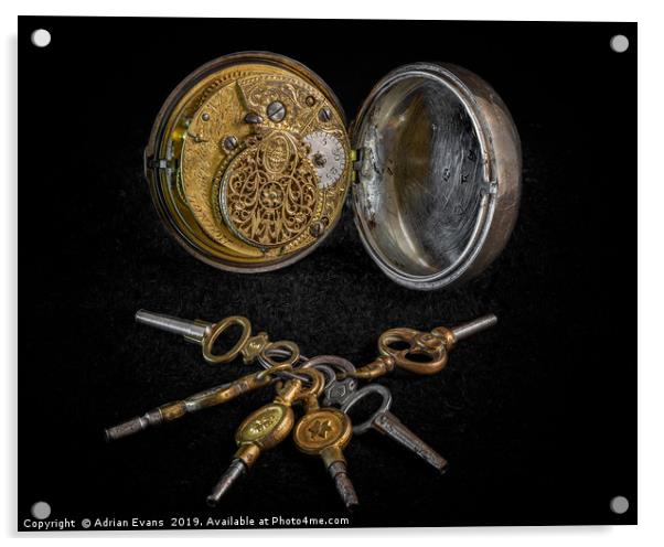 Antique Pocket Watch  Acrylic by Adrian Evans