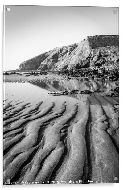 Sand ripples at Tregardock Beach Acrylic by KB Photo
