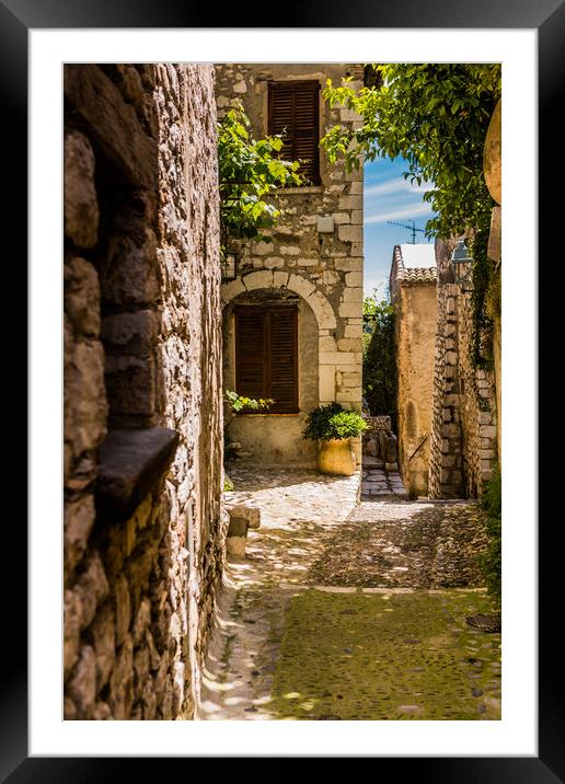 An Alley In Saint Paul de Vence, South of France. Framed Mounted Print by Maggie McCall