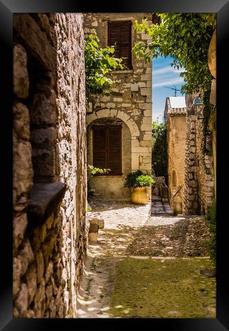 An Alley In Saint Paul de Vence, South of France. Framed Print by Maggie McCall