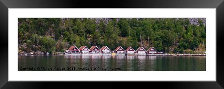 Red houses on the shore Framed Mounted Print by Richard Morgan