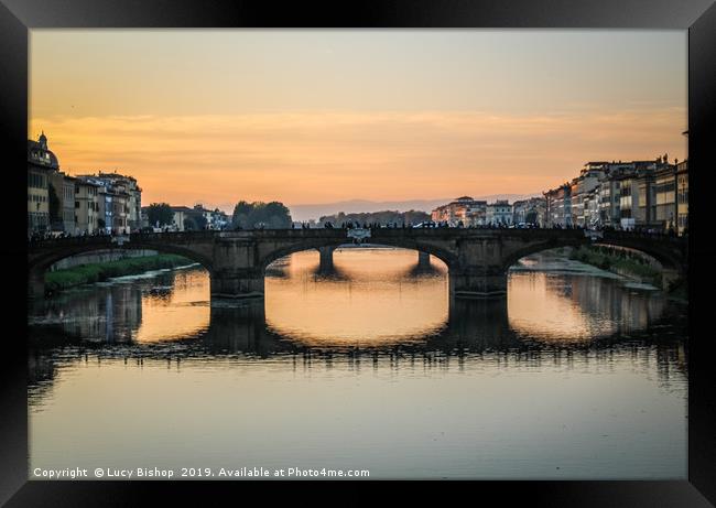 Ponte Santa Trinita, Florence Sunset - Italy Framed Print by Lucy Bishop