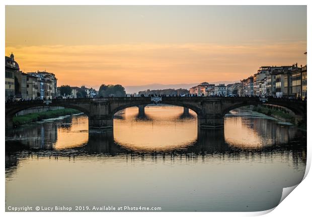 Ponte Santa Trinita, Florence Sunset - Italy Print by Lucy Bishop