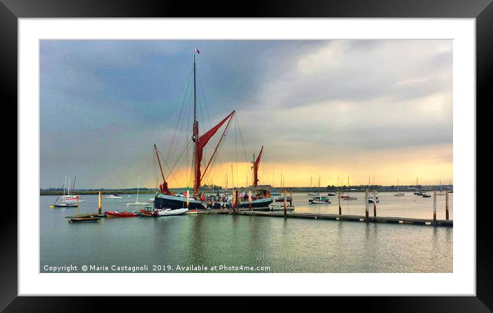 The Thames Sailing Barge At Burnham On Crouch Framed Mounted Print by Marie Castagnoli