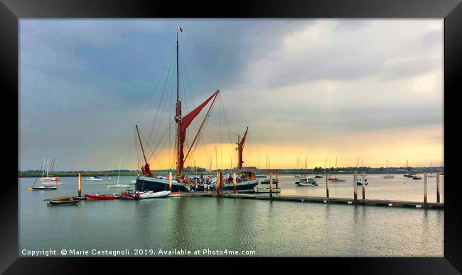 The Thames Sailing Barge At Burnham On Crouch Framed Print by Marie Castagnoli