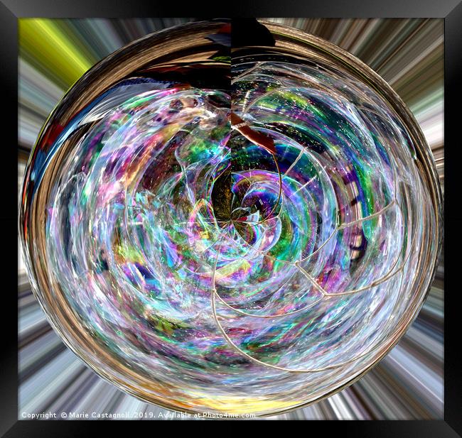 Psychedelic sphere Framed Print by Marie Castagnoli