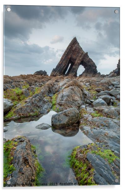 Blackchurch Rock, North devon Acrylic by Martin Williams