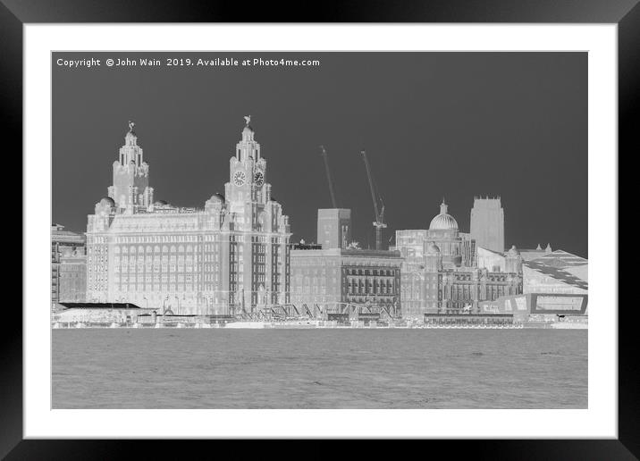 Liverpool Waterfront Skyline Framed Mounted Print by John Wain
