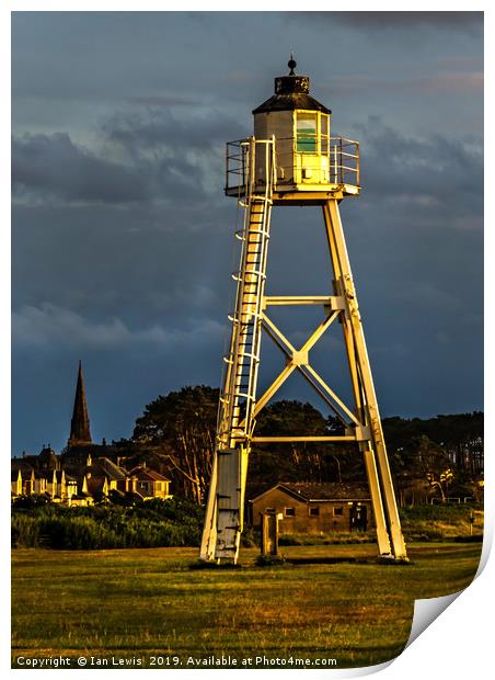 East Cote Light Tower Silloth Print by Ian Lewis