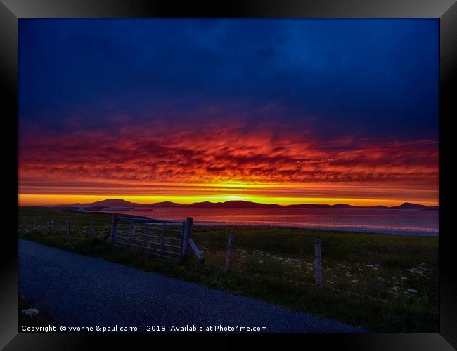Sunrise at Scurrival, Isle of Barra Framed Print by yvonne & paul carroll
