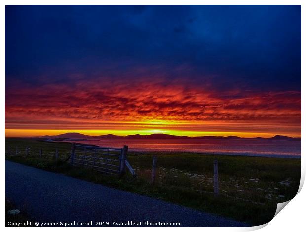 Sunrise at Scurrival, Isle of Barra Print by yvonne & paul carroll