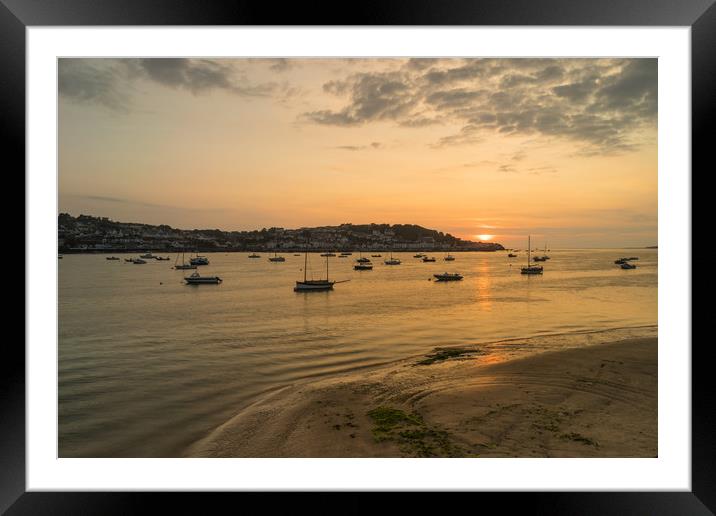Appledore sunset taken from Instow in North Devon Framed Mounted Print by Tony Twyman