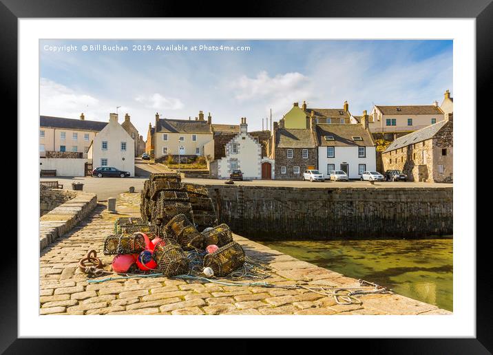 Portsoy Creels at the Harbour Framed Mounted Print by Bill Buchan