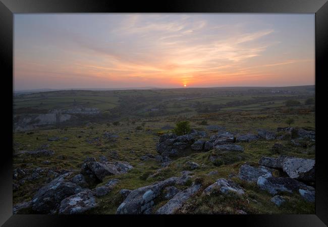 Sunset Caradon Hill Framed Print by CHRIS BARNARD