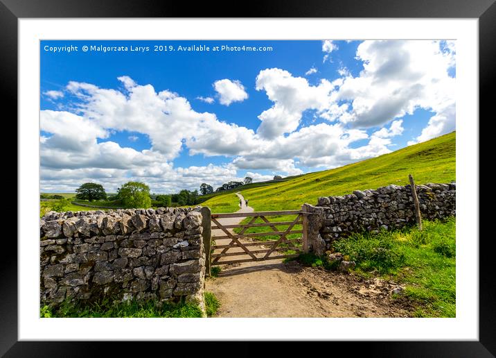 Old, stone wall on the way to Malham Cove Yorkshir Framed Mounted Print by Malgorzata Larys