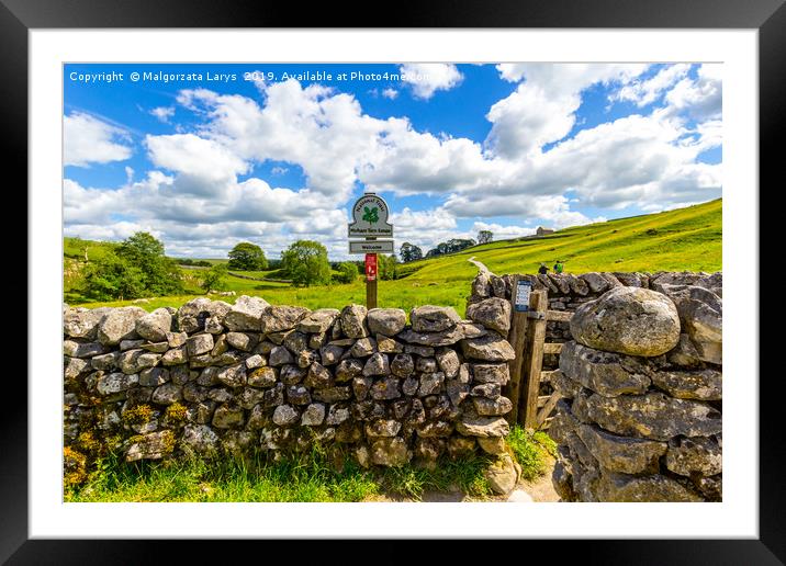 Old, stone wall on the way to Malham Cove Yorkshir Framed Mounted Print by Malgorzata Larys