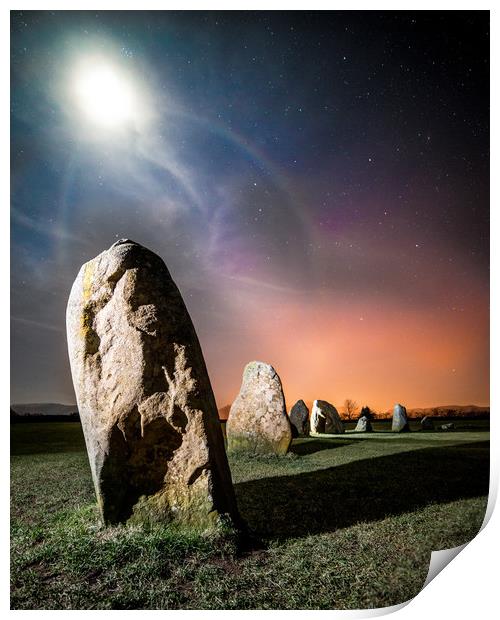 Castlerigg Stone Circle by Moonlight Print by Rich Berry