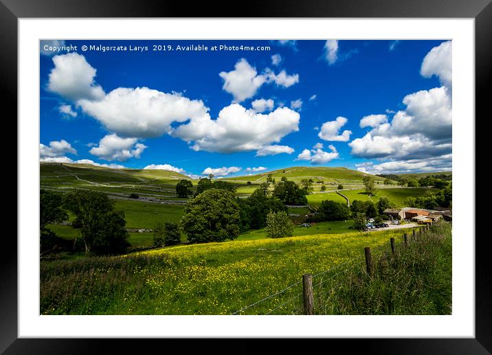 Summer landscape at Malham Cove Yorkshire Dales National Park Tourist Attraction, England, UK Framed Mounted Print by Malgorzata Larys