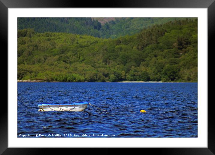 Rowing boat on Loch Lomond Framed Mounted Print by Ross McNeillie