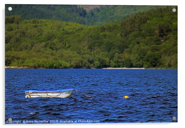 Rowing boat on Loch Lomond Acrylic by Ross McNeillie