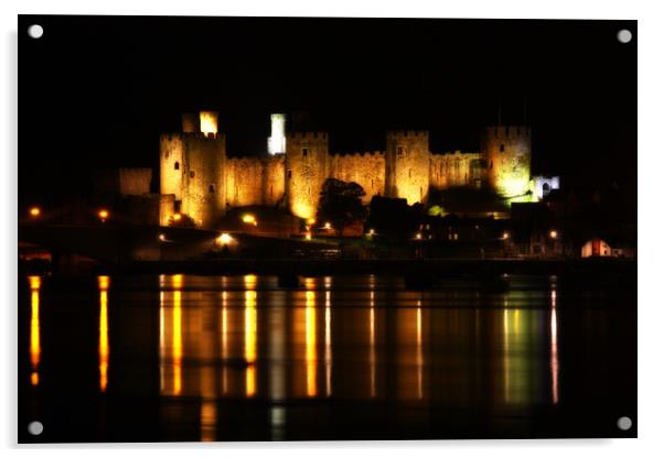 Conwy Castle Reflections Acrylic by Trudi Simmonds