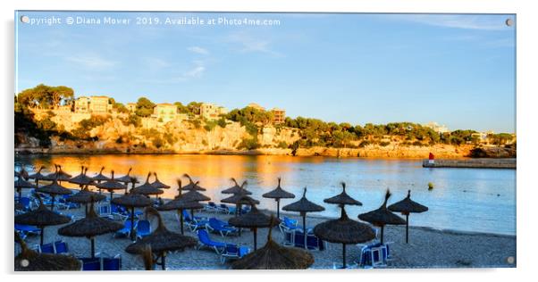 Mallorca Beach Sunset Acrylic by Diana Mower