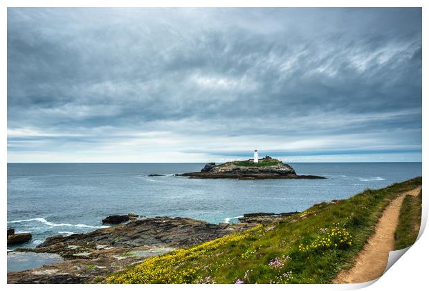 Godrevy Lighthouse Print by Andrew Michael