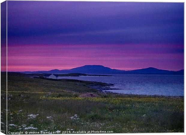 Sunset at Scurrival, Isle of Barra Canvas Print by yvonne & paul carroll