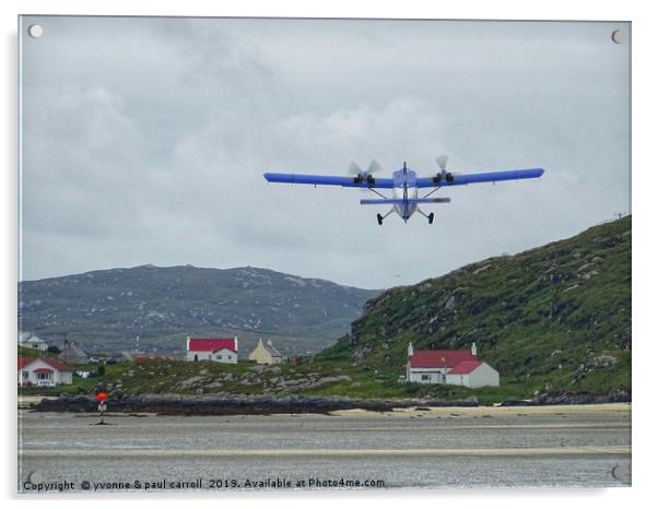Plane taking off at Barra airport Acrylic by yvonne & paul carroll